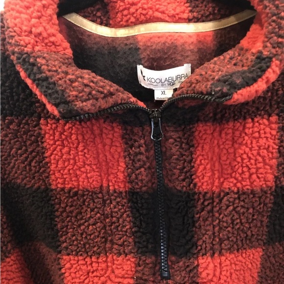 Koolaburra by UGG Women's XL Thick Fleece Pull-over Red/Black Plaid Mock Neck - Picture 5 of 13